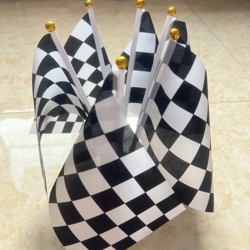 Black and White Chequered F1 Racing Flag 14x21cm，High Quality Checkered Flag Hand Signal Flags view 3