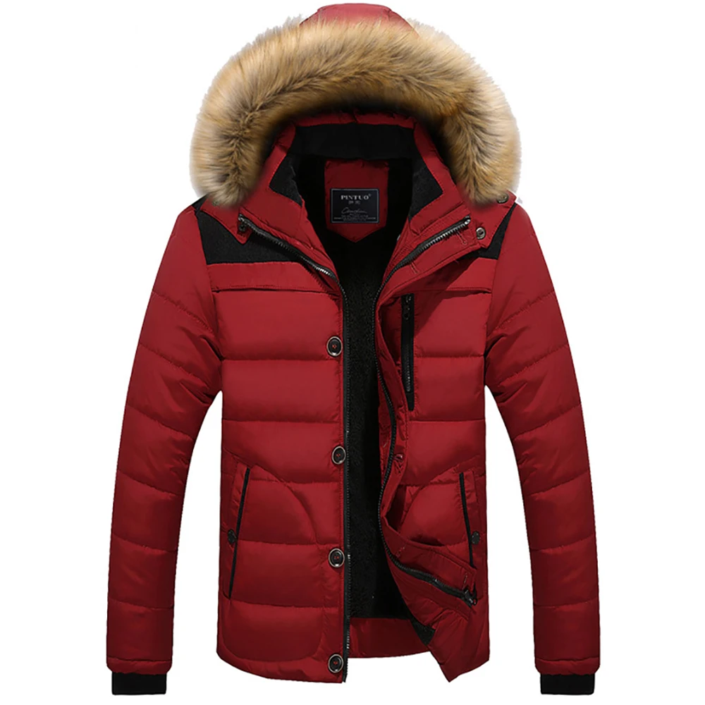 TRAF Winter New Comfortable Men\'s Cotton-Padded Jacket Padded Jacket Korean Version Hooded Collar Men\'s Cotton-Padded Jacket