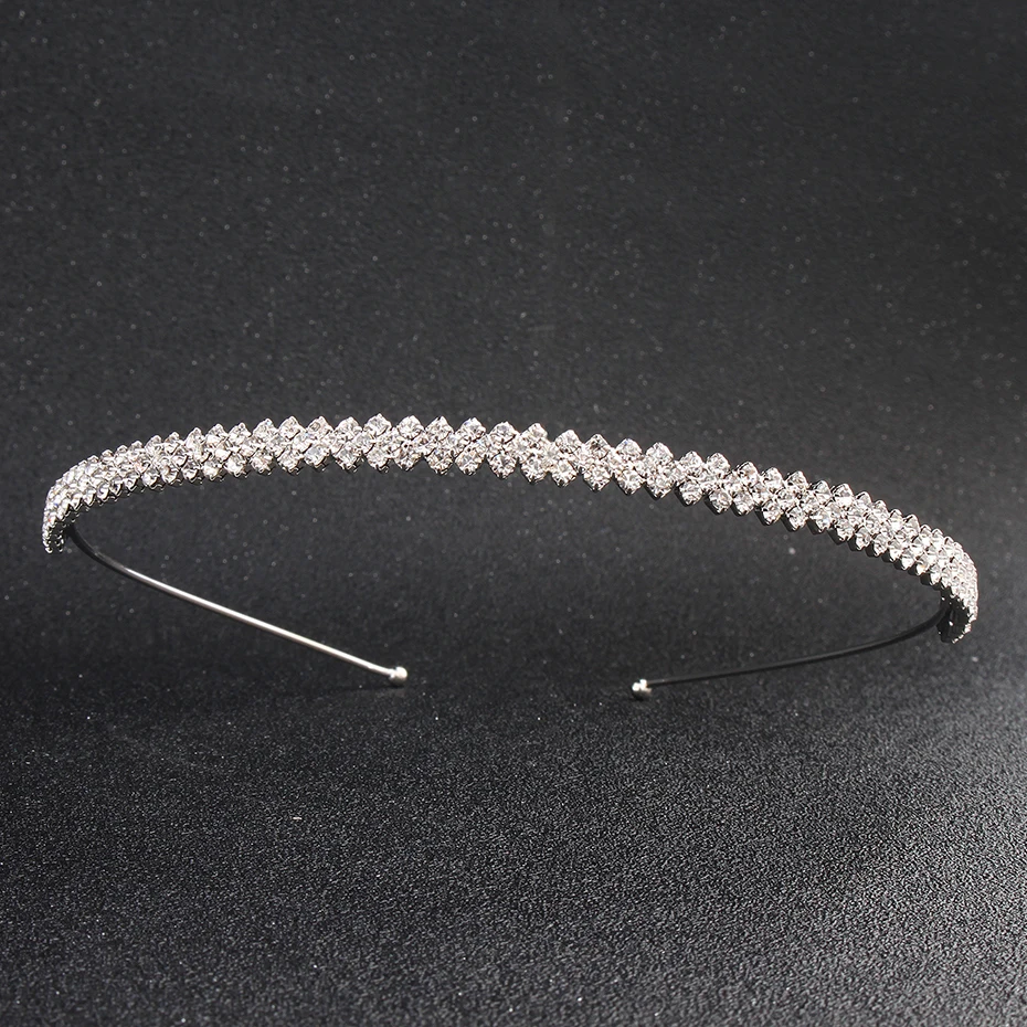 Fashion Rhinestone Bridal Tiara Headpiece Silver Color Crystal Wedding Hair Accessories Women Birthday Party Rhinestone Crowns