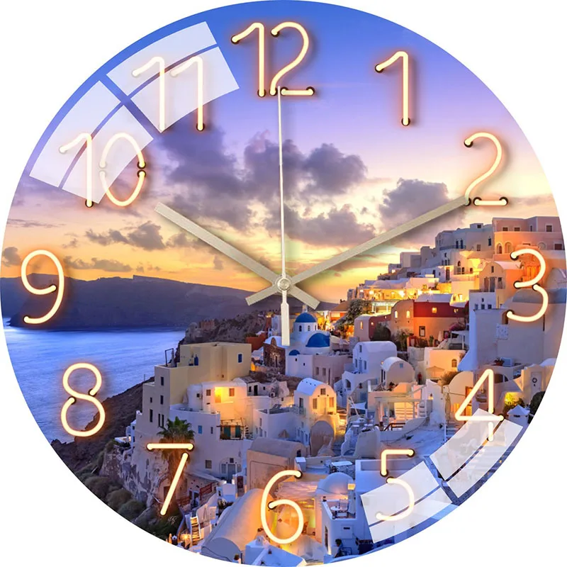 

Nordic Wall Clocks Study Silent Glass Clock Living Room Decoration Single Sided Digital Clock Circular Bedroom Retro Wall Clocks