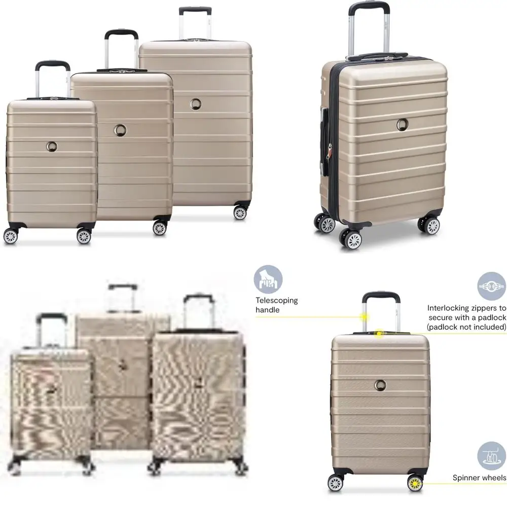 

expandable 3-piece luggage set with 4 spinner wheels: lightweight 21" carry-on and 24" check-in suitcases