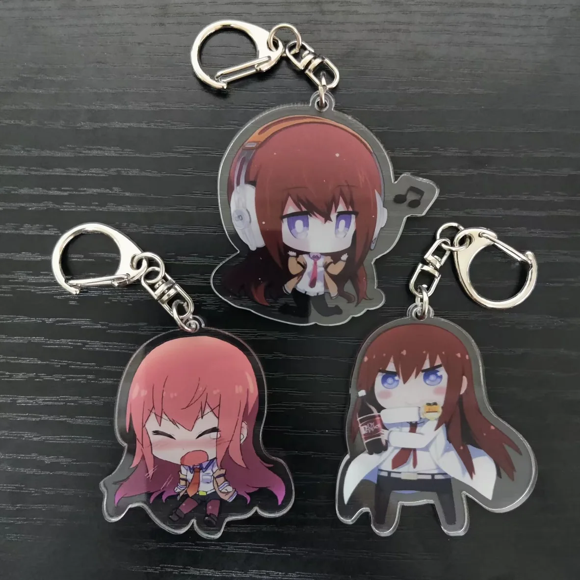 Hot Anime Steins;Gate Figures Makise Kurisu Cosplay Acrylic Double-Sided Keychains Cute Bag Pendant Decor Toy Keyrings Xmas Gift