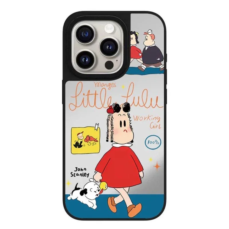 Graffiti Cartoon Mirror iPhone 12 13 14 15 16 Pro Max Mirror Surface MagSafe Case Cover Shell