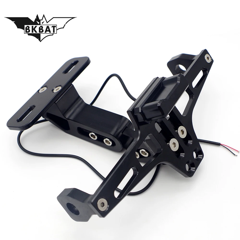 

Universal CNC Motorcycle License Plate Holder Moto Rear Tidy Bracket With Led Lamp For benelli trk 502 benelli tnt 125 mv agusta