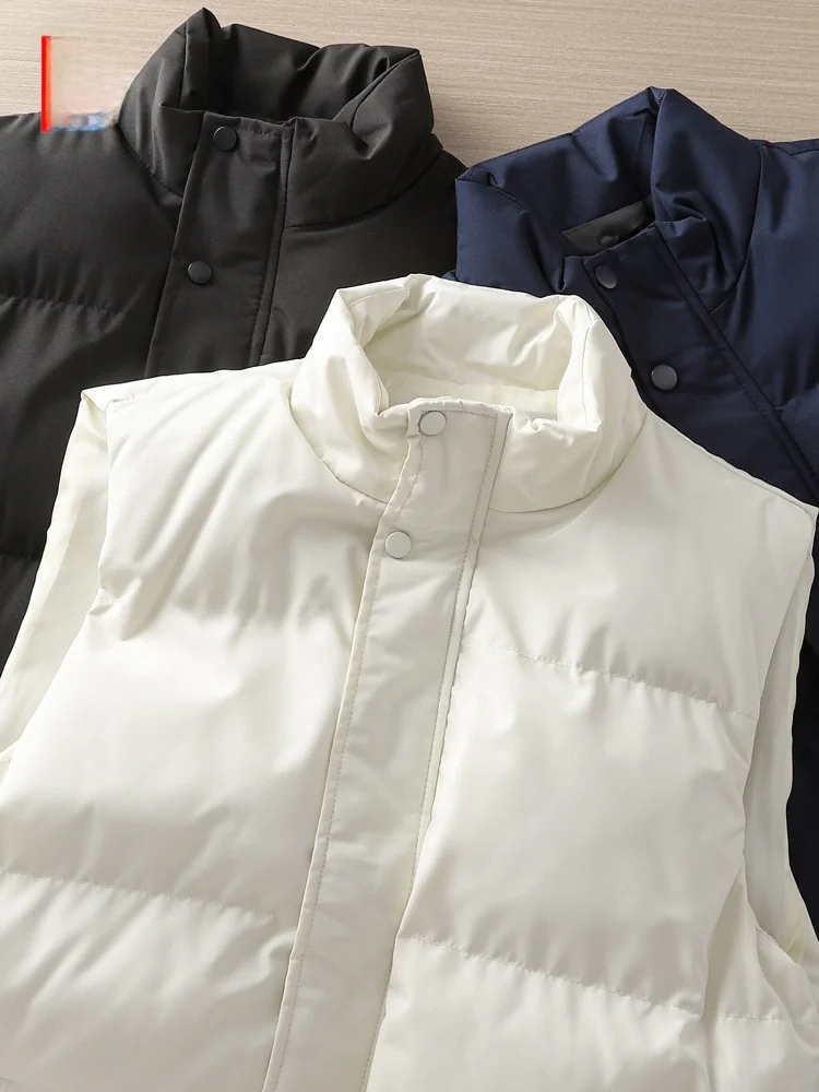 

Men's down Vest Thi Warm Quilted Jaet Stand Collar Winter Outerwear Casual Loose Fit Polyester Fiber Pure Color Zipper