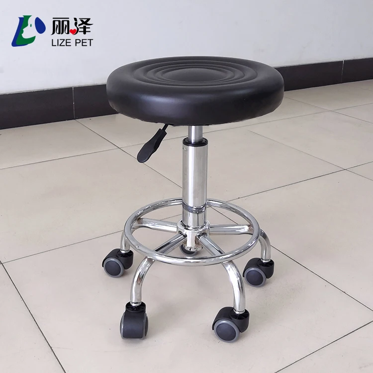 Stainless steel adjustable height bar chair 360 degrees rotating wheel mobile beauty- chair Beauty salon stool comfortable chair