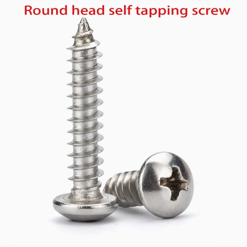 M2 M2.3 M2.6 M2.8 M3 M3.5  304 Stainless Steel Cross Phillips Pan Round Head Self Tapping Screw Wood Screws