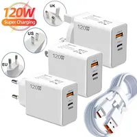 120W 6A Fast Charger PD Quick Charging USB C Power Adapter Wall Charger With Type C Cable For High Power Fast Charging Devices