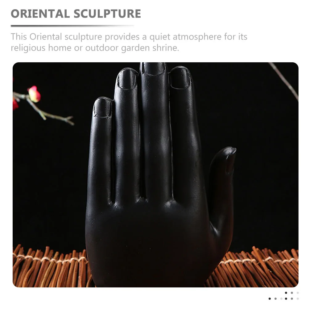 

Palm Tabletop Movable Statue Garden Sculpture Meditating Black Resin Spiritual Decor Desktop Decoration