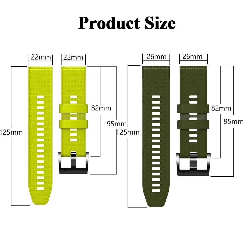 QuickFit 26/22MM Silicone Band For Garmin Fenix 7X 7 6X 6 Pro 5 5X Plus 3HR Approach S70 S62 S60 Strap Wristband Bracelet Correa