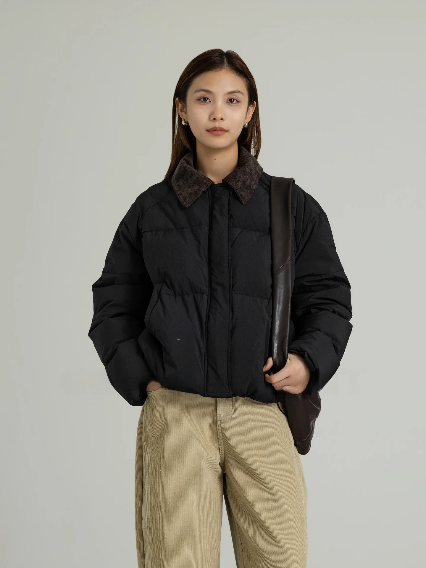 

Женская повседневная теплая куртка свободного кроя из полиэфирного волокна с геометрическим узором, белая, с воротником на молнии, модель Bla 90