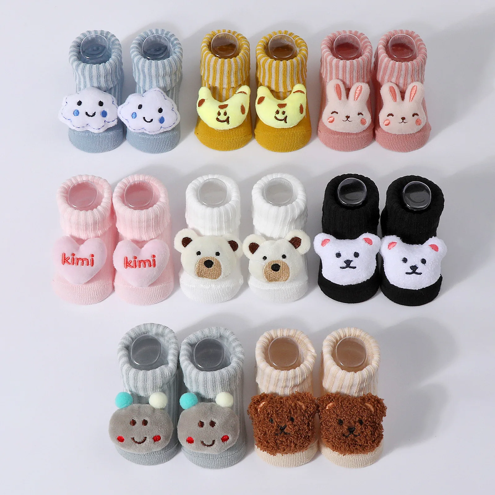 New Newborn Baby Socks Infant Boy Girl Sokken for 0-6 Months Cute 3D Cartoon Doll Knitted Cotton Breathable Short Socks