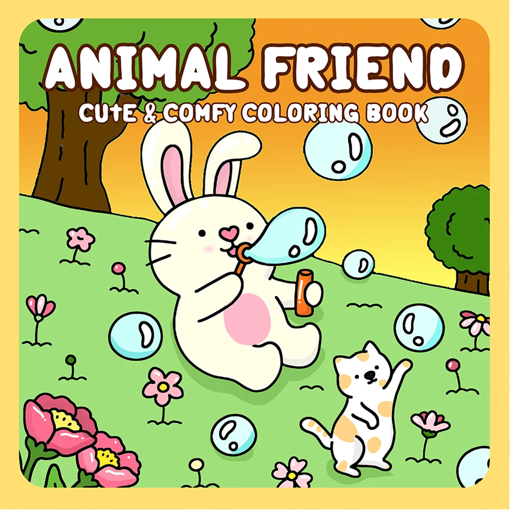 

Книжка-раскраска ANIMAL FRIEND для взрослых с мультяшными смелыми и простыми узорами для релаксации, детские книги для рисования своими руками