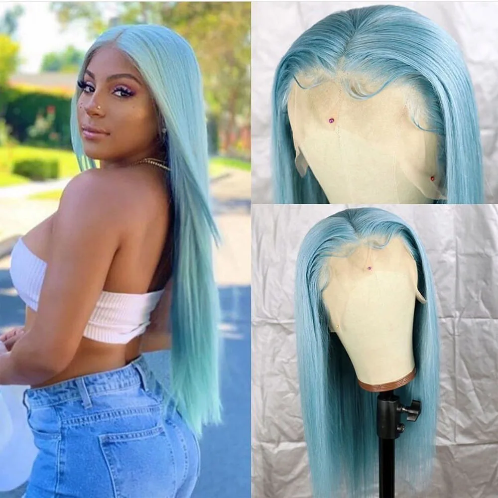 Tiffany Blue Synthetic Lace Wig – 24Inch Heat-Resistant, Lightweight, and Effortless for First-Timers