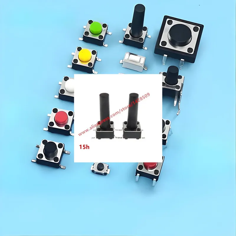 400pcs/Lot Black 6*6*15MM SMD four feet Copper feet high temperature resistant Light touch switch