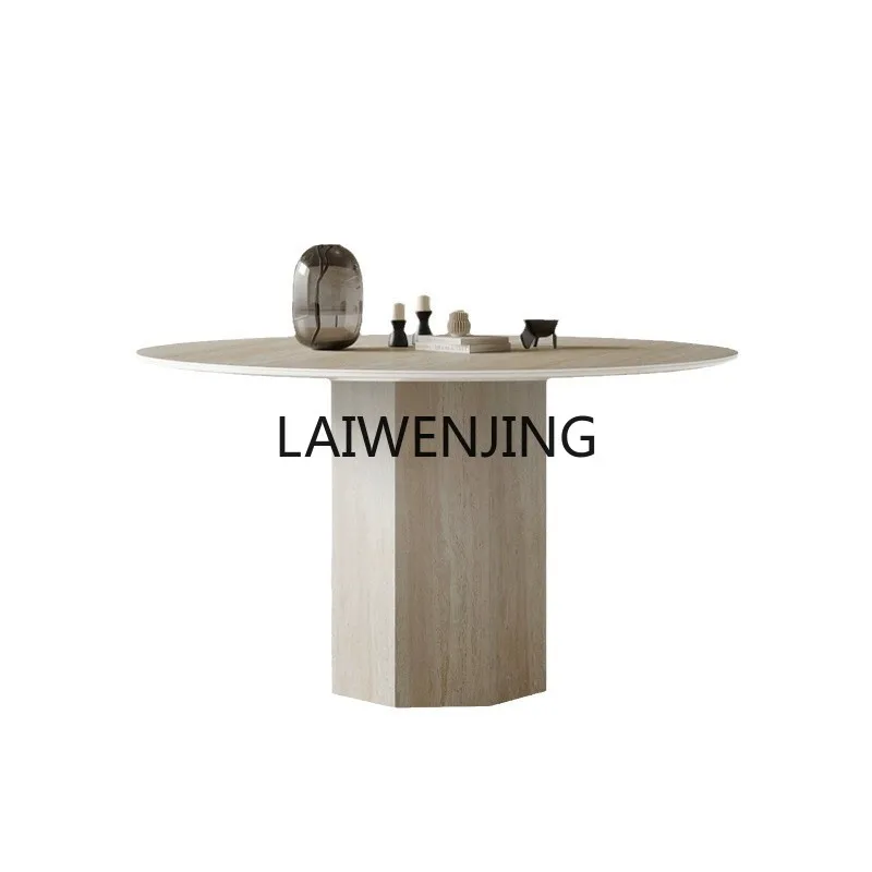 

HLZ rock slab cave stone dining table modern simple light luxury minimalist quiet wind round small apartment family dining table