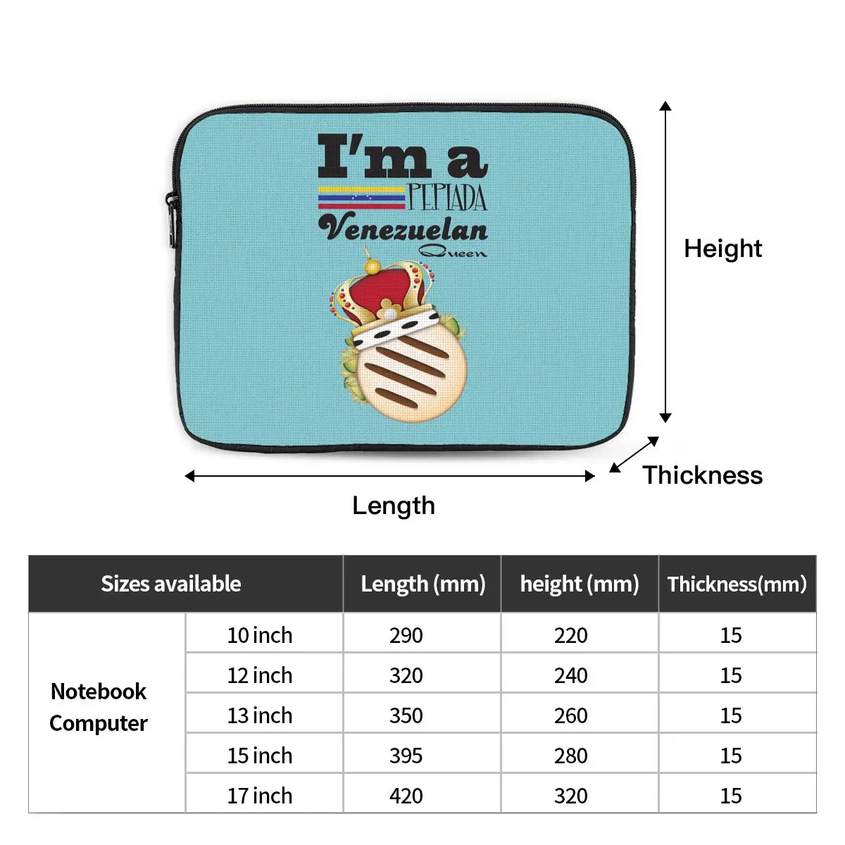 Arepa Venezuela Im A Pepiada Venezuelan Queen غطاء كمبيوتر محمول حقيبة كمبيوتر محمول كم حقيبة كمبيوتر لوحي حقيبة مضادة للصدمات