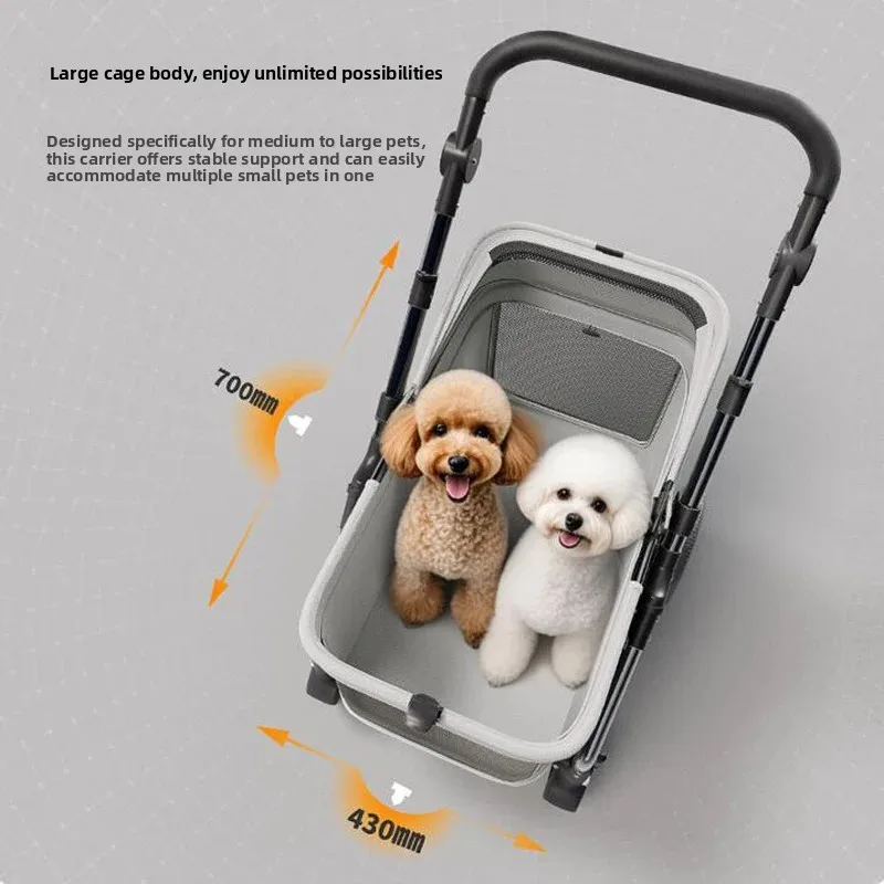 ‌Foldable Pet Stroller Lightweight Dog Cat Carrier Separable Outdoor Wheelchair with Removable Basket & Rain Cover