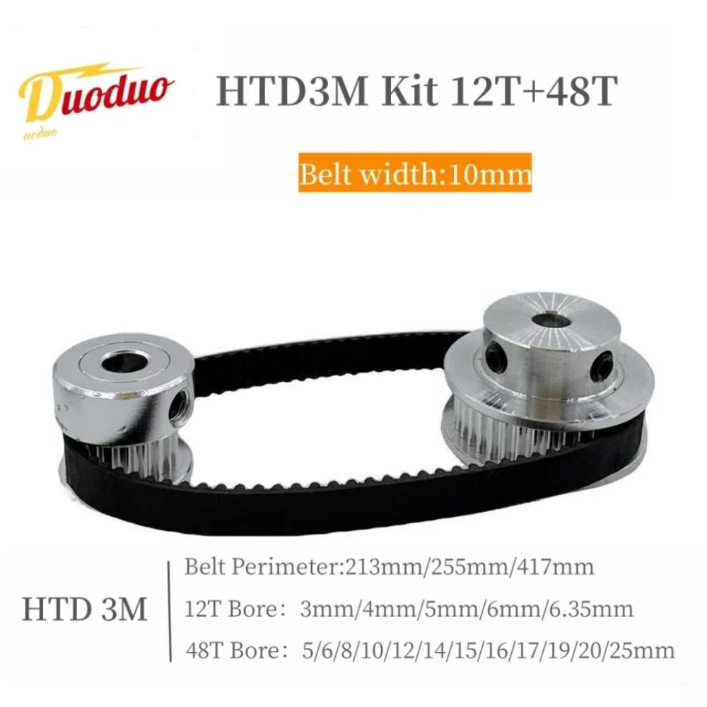 

48Teeth 12Teeth HTD 3M Timing Pulley Set 48T 12T 3M Belt Pulley Set Belt Width 10mm 12Teeth 48Teeth HTD3M Synchronous Wheels Set