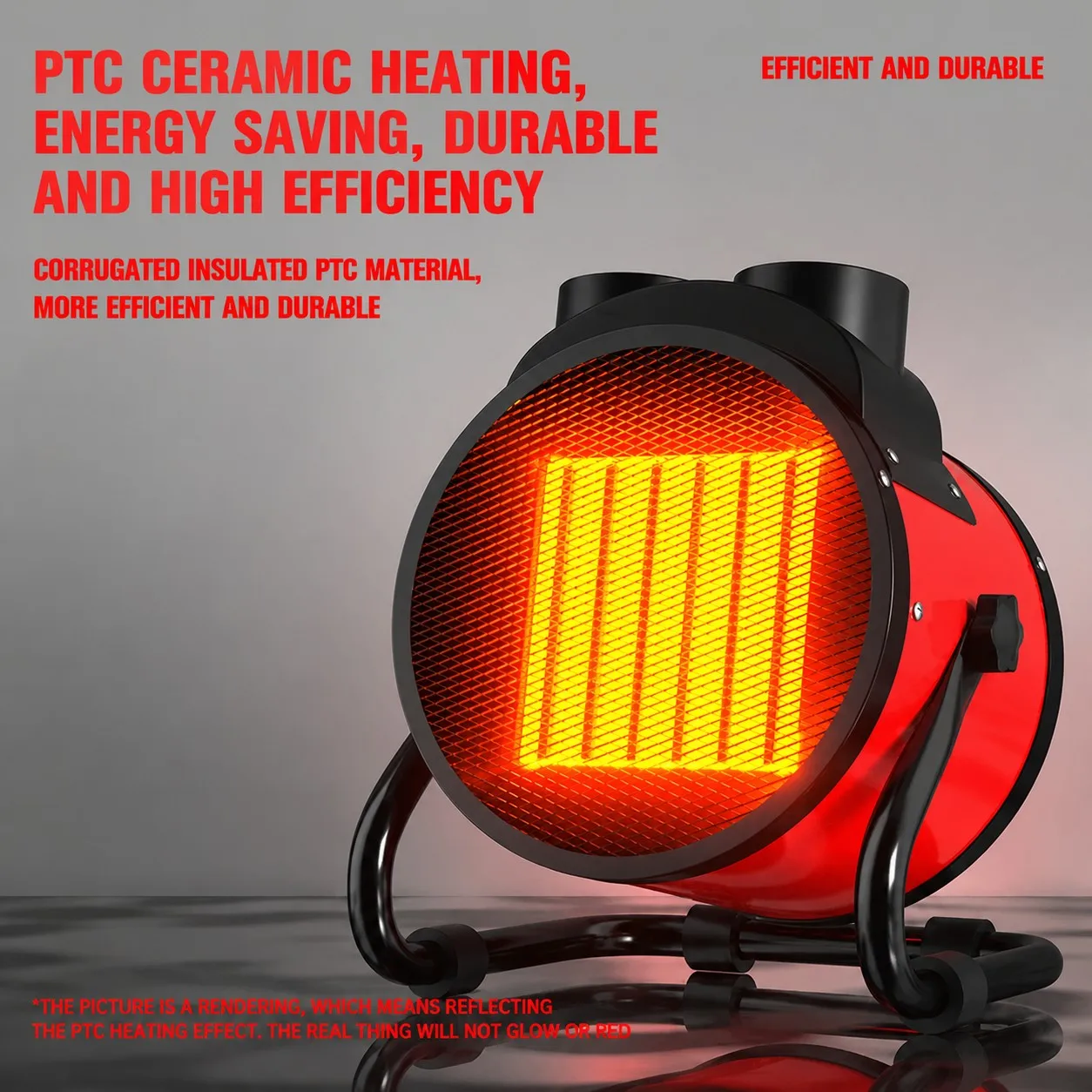 Portable 2000W Space Heater with Fan 2 Heat Settings Adjustable Thermostat Fan Mode Tip Over Overheat Protection for Indoor