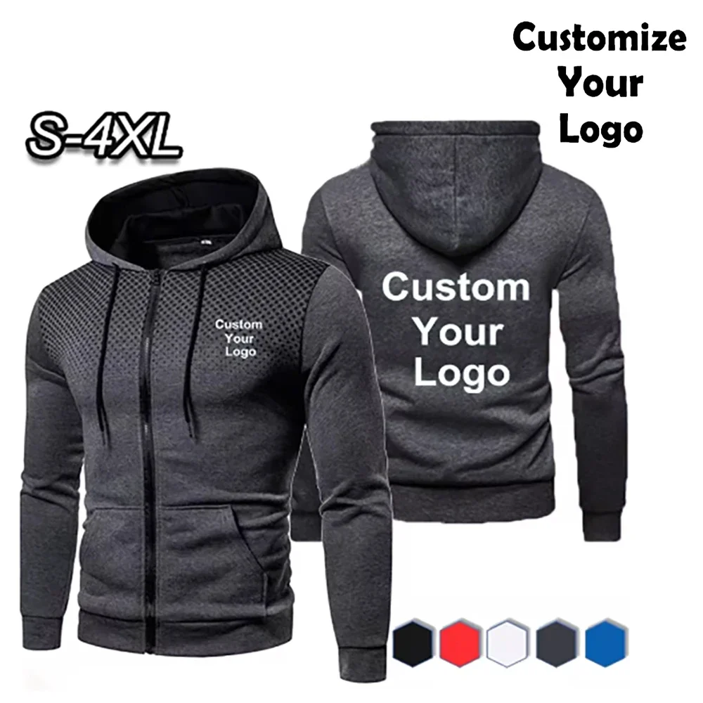 Sudadera Con Capucha Personalizada De Moda Para Hombre, Sudadera Con Cremallera Informal Con Su Propio Logotipo, Ropa Deportiva
