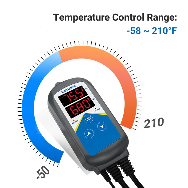 INKBIRD ITC-306T Heating Cooling Pre-wired Temperature Controller With Time Function For Breeding and Planting Pet Breeding