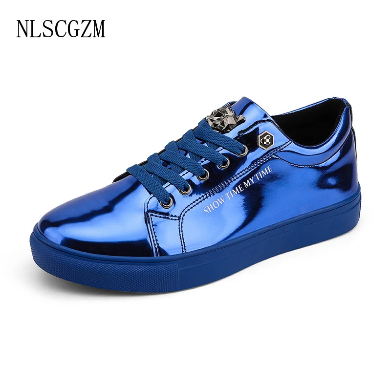 

Patent leather man shoes punk sneaker designer shoes luxury brands casual shoes men board black blue trainers size 39-47