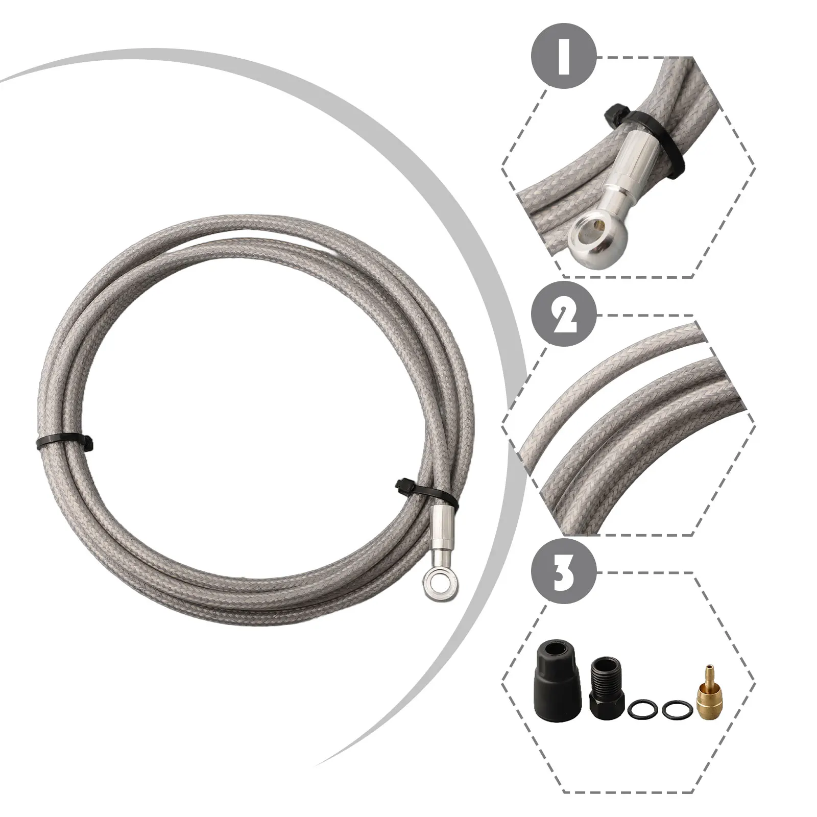 Hydraulic Disc Brake Hose Kit for Road Bikes For 2m Length with Stainless Steel Braided Design and Connecting Components