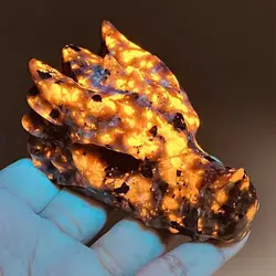Natural Yooperlite Crystal Quartz New Flame Stone Dragon Head Hand-Carved Crafts Ornaments Reiki Minerals Room Decoration