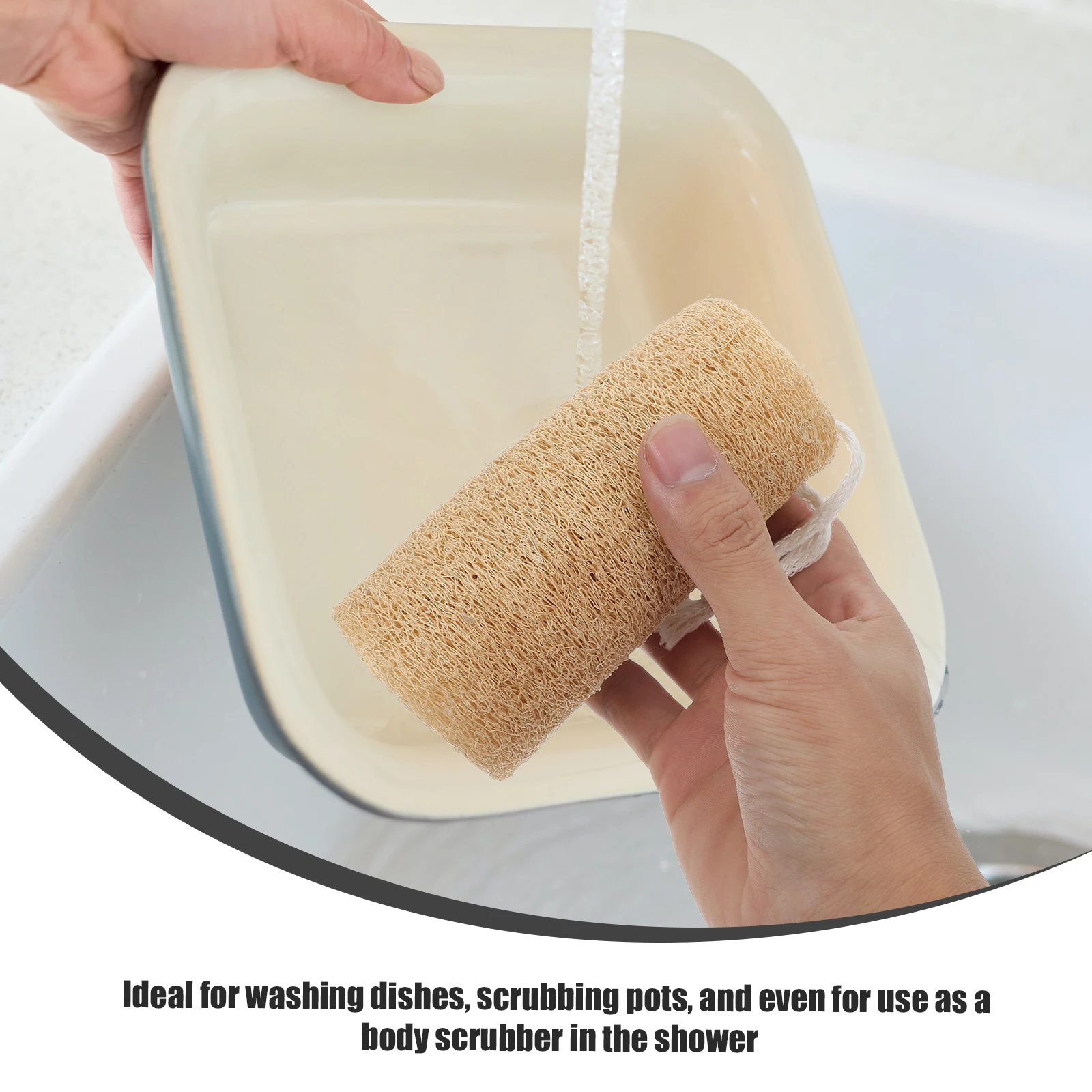 

3pcs Loofah Scrubber Sponge Bath Shower Body Wash Exfoliating Cleaning Tool For Bathroom Kitchen Durable Plant Fiber Washing