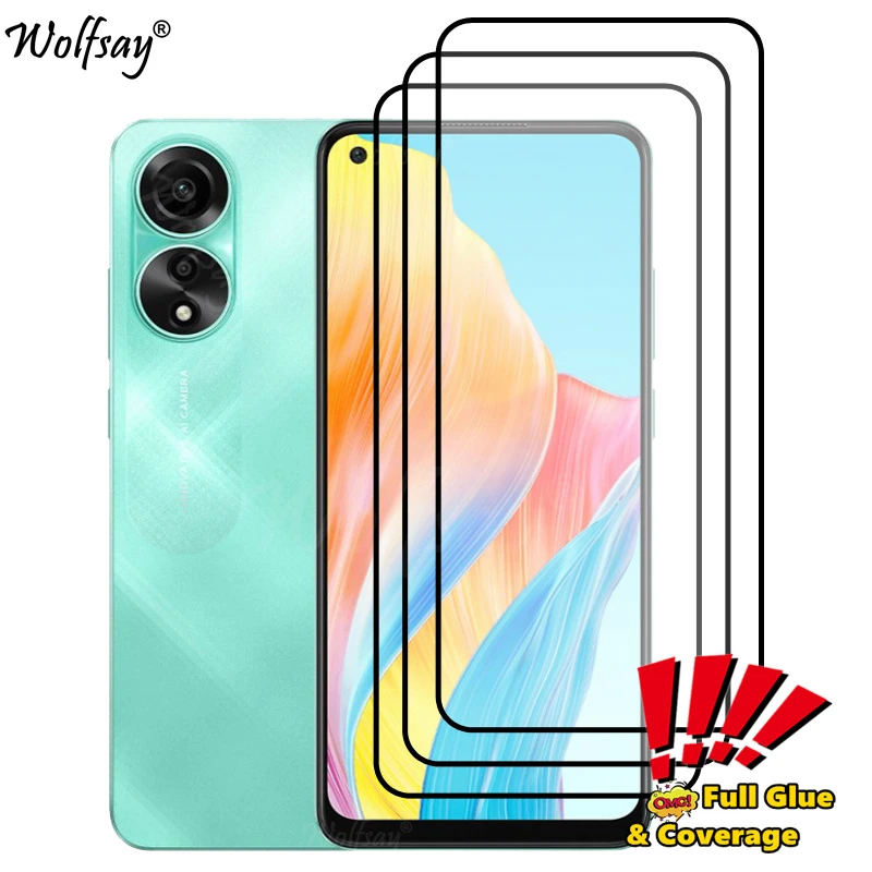 Full Cover Glue Screen Protector For Oppo A78 4G Tempered Glass For Oppo A78 4G CPH2565 Glass For Oppo A78 4G Glass 6.43 inch