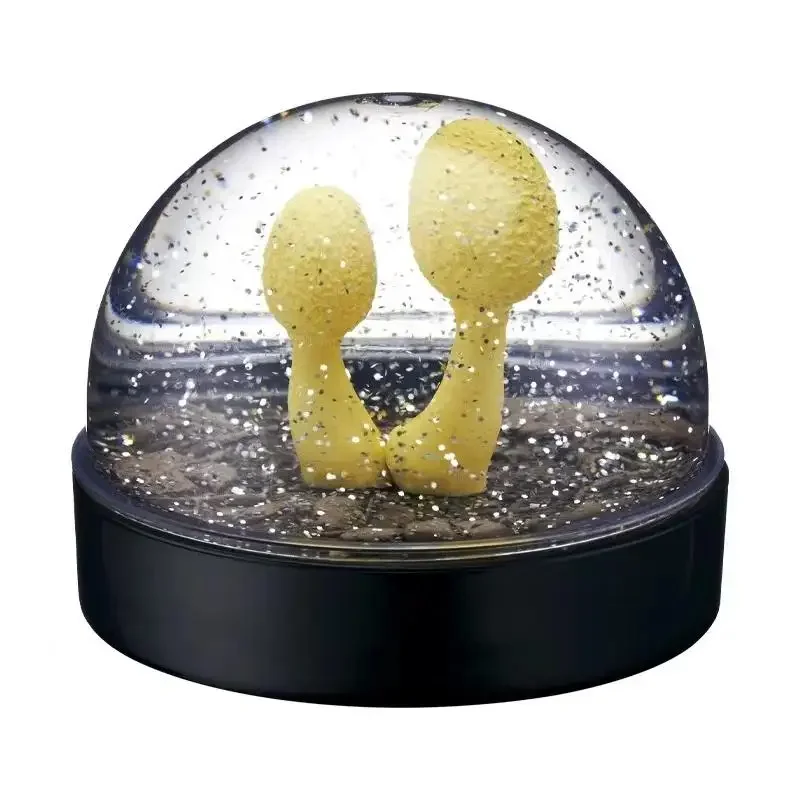 Cogumelo neve bola de cristal gashapon brinquedos cogumelo injeção água cena modelo decoração ornamentos bola de neve figura brinquedos