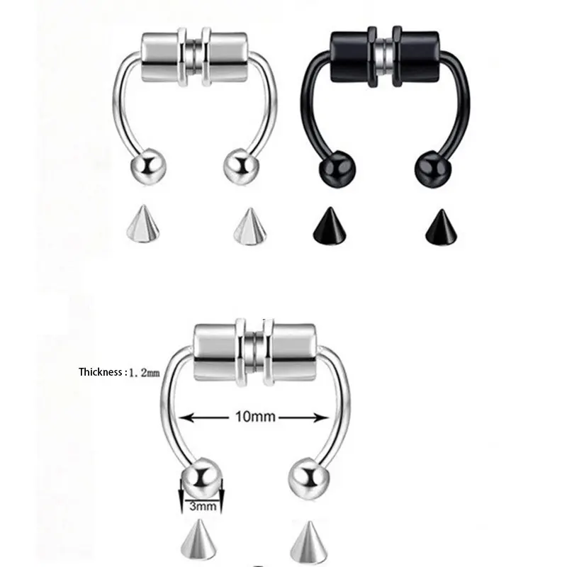 New Style Nose Ring False Septum Rings Magnetic Stainless Steel Magnet Nose Goth Fake Piercing For Women Fashion Body Jewelry