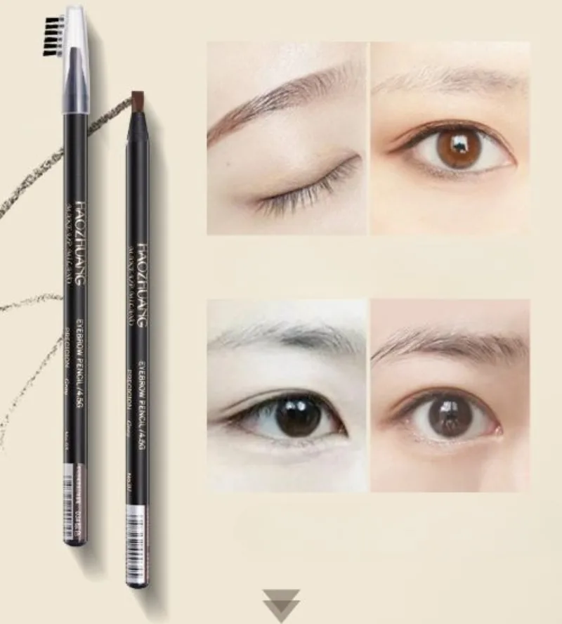 Pull Eyebrow Pencil Black Leather Makeup Wild Line Eyebrow Pencil Waterproof Hard Core Flat Head Pencil White Pen