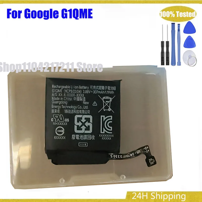 Original New For Google G1QME Watch Battery 307mAh 798-311-4176 1ICP5/23/24 Bateria + tools