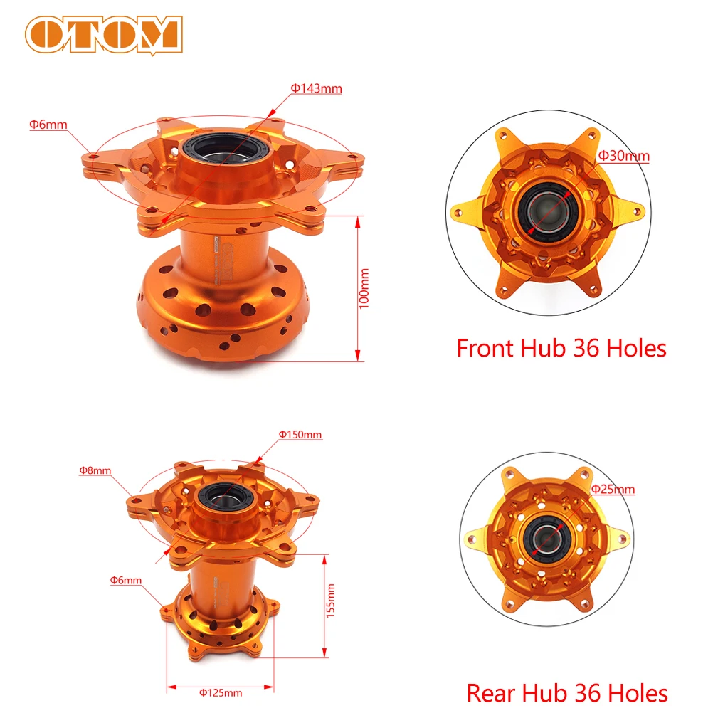 OTOM Motorcycle Front & Rear Wheel Hub For KTM SX XC 2016-2022 SXF XCF HUSQVARNA FC FX TC TX GASGAS EX MC 36 Holes CNC Aluminum