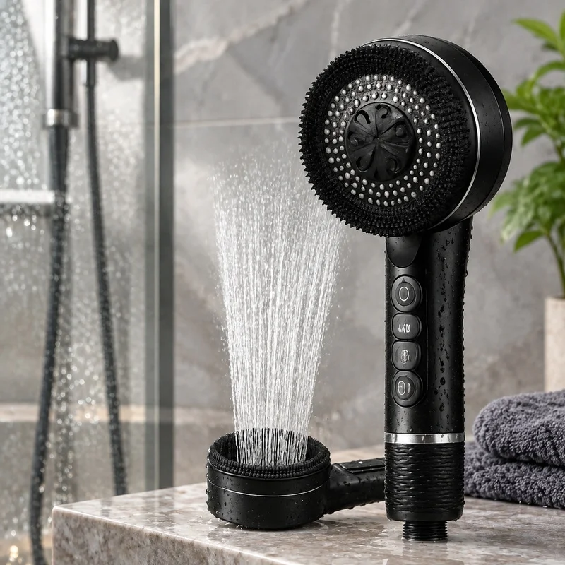 Adjustable Bathroom Showerhead with Integrated Filter and Four-Mode Water Pressure Control
