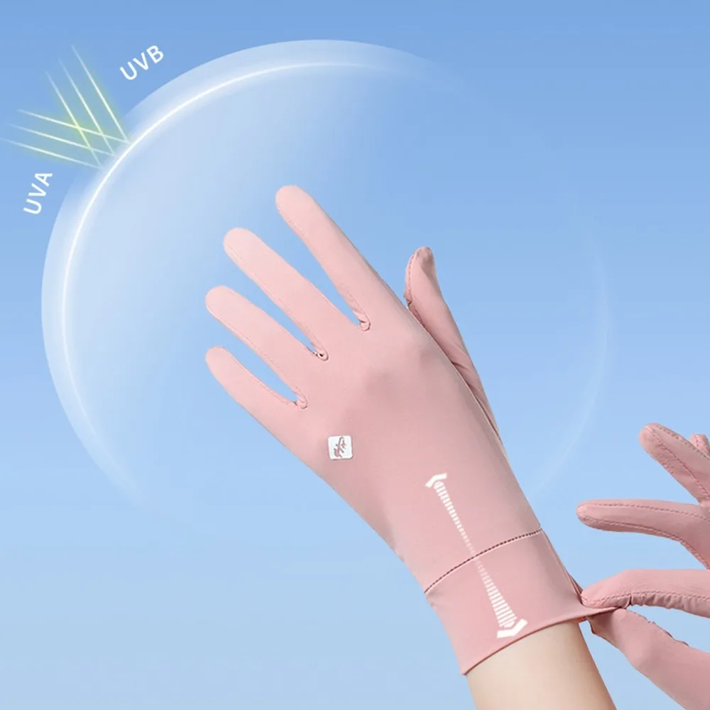 Guanti da donna traspiranti per protezione solare Guanti da equitazione in seta di ghiaccio antiscivolo in silicone anti-UV Touch screen Asciugatura rapida