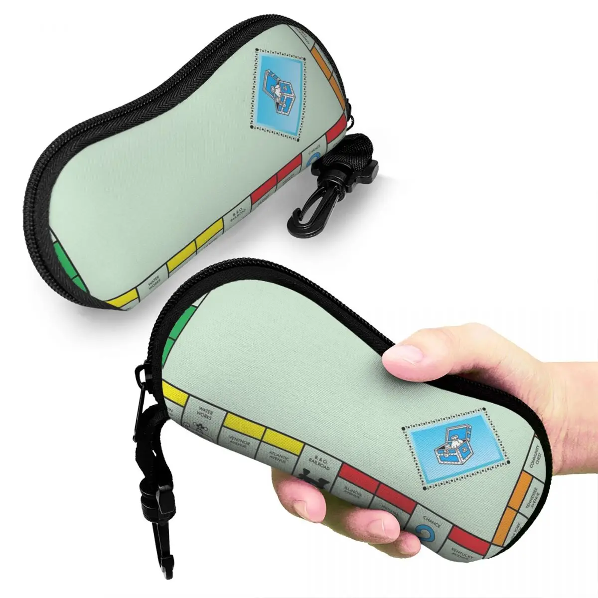 

Board Game Board- Monopoly Shell Glasses Case Protective Sunglasses Box Women Men Soft Eyeglasses Bag Pouch
