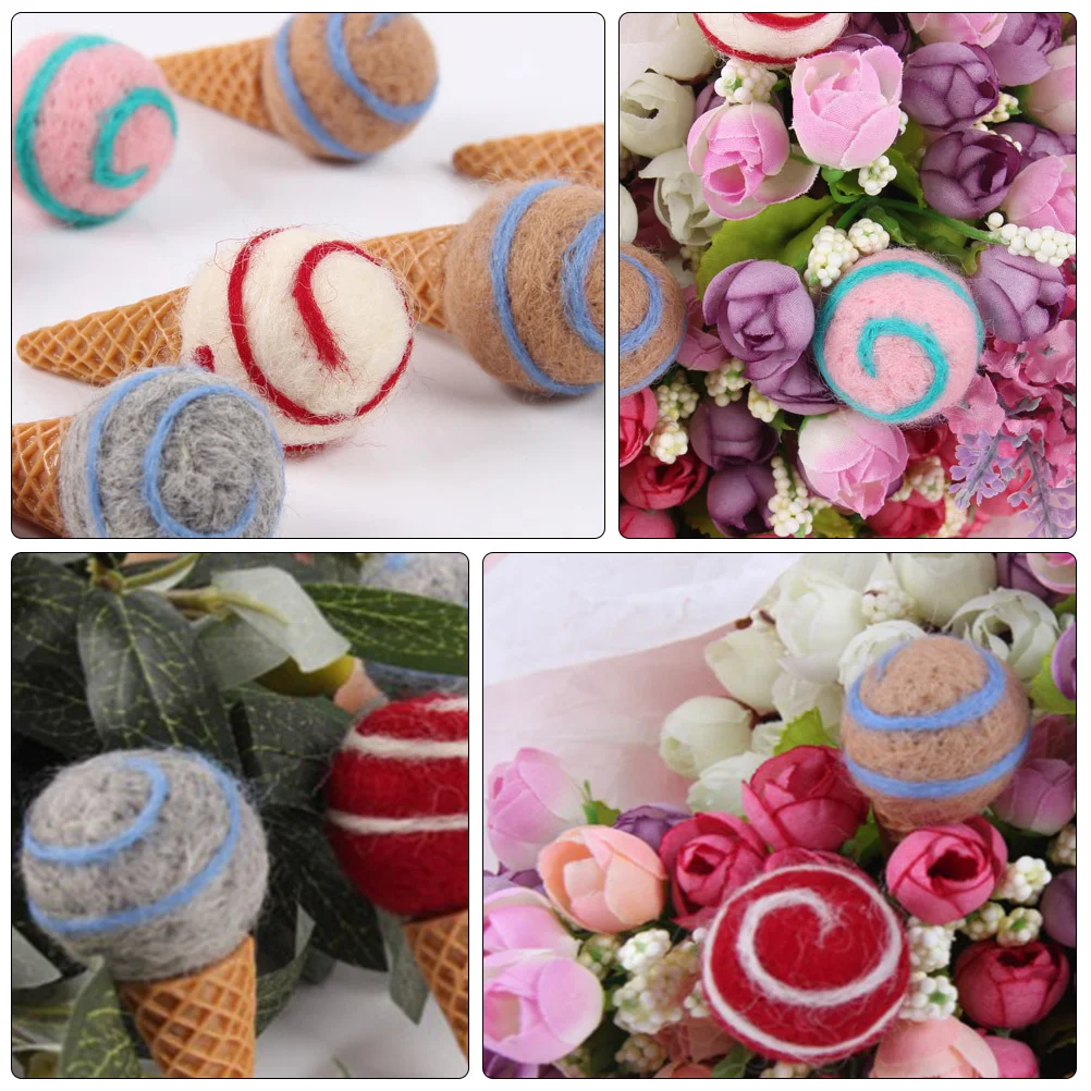 

5Pcs Realistic Simulation Ice Cream Felt Decor Holiday Christmas Bouquet Picks for Home Party Wreath Flower Arrangement Supplies