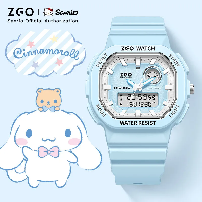 ZGO Sanrio Cinnamoroll Kids Digital Watch, Multi-Function Dual Display Waterproof Luminous Electronic Watch Gift  810