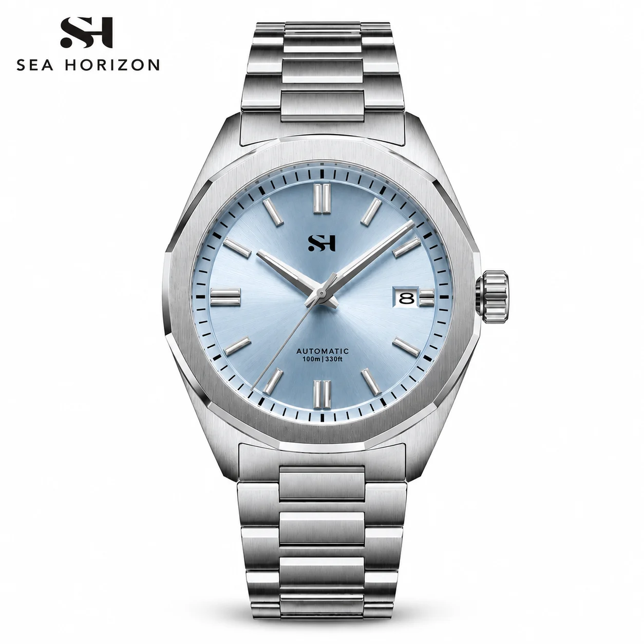 SEA HORIZON SH11 Men's Automatic Watch Miyota 9015 39mm Slim 316L Stainless Steel Integrated Bracelet Sapphire Crystal 100M Wate