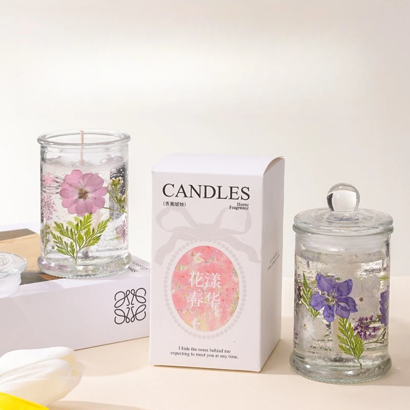 Decorative Jar Candles Cute Candles Gift for Women Mother's Thanksgiving Day Birthday Present Unique Jelly Wax Candle