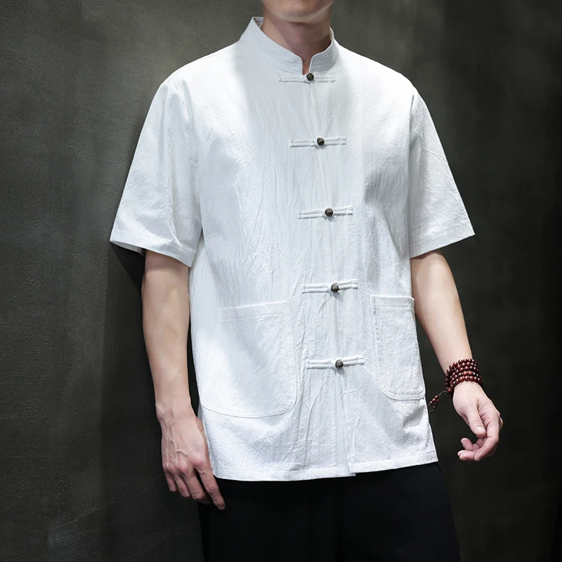 

Рубашки мужские, традиционные, кунг-фу, тай-чи, повседневный костюм Тан, топы с воротником-стойкой, мужские льняные рубашки в китайском стиле, удобная мужская рубашка в стиле ретро