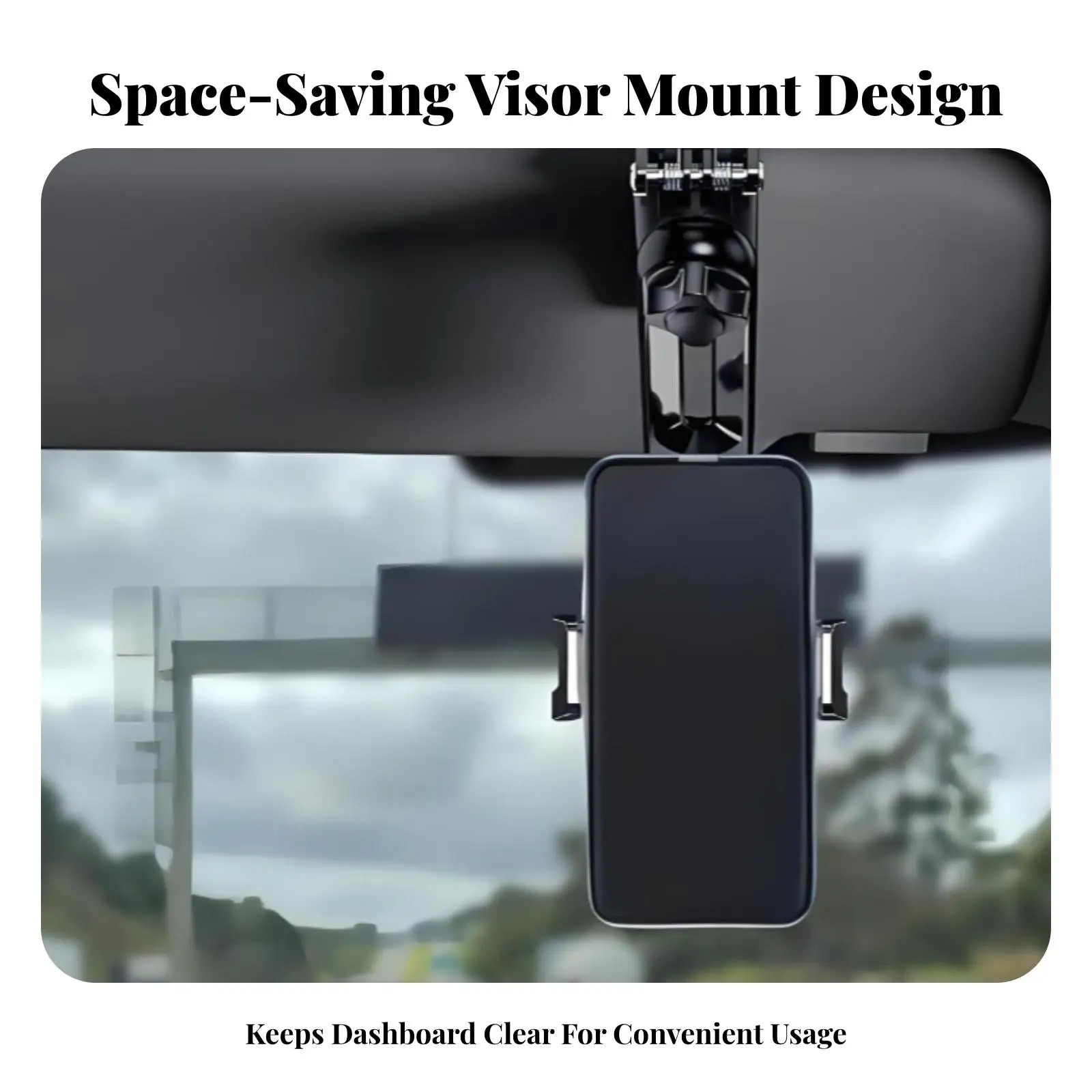 Phone Holder Car Visor Mount with Flexible Arm for Clear Navigation Screen Angle Setup