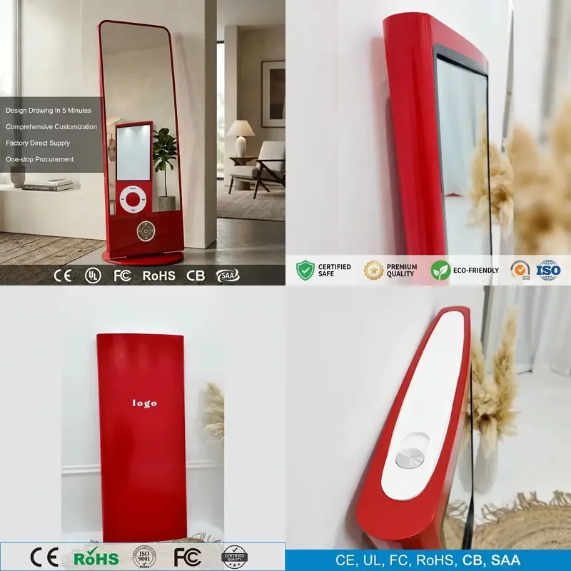 Custom CE Art Color Floor to Ceiling Wood MP3 Shape Decorative Mirror for Home Decoration and Gallery