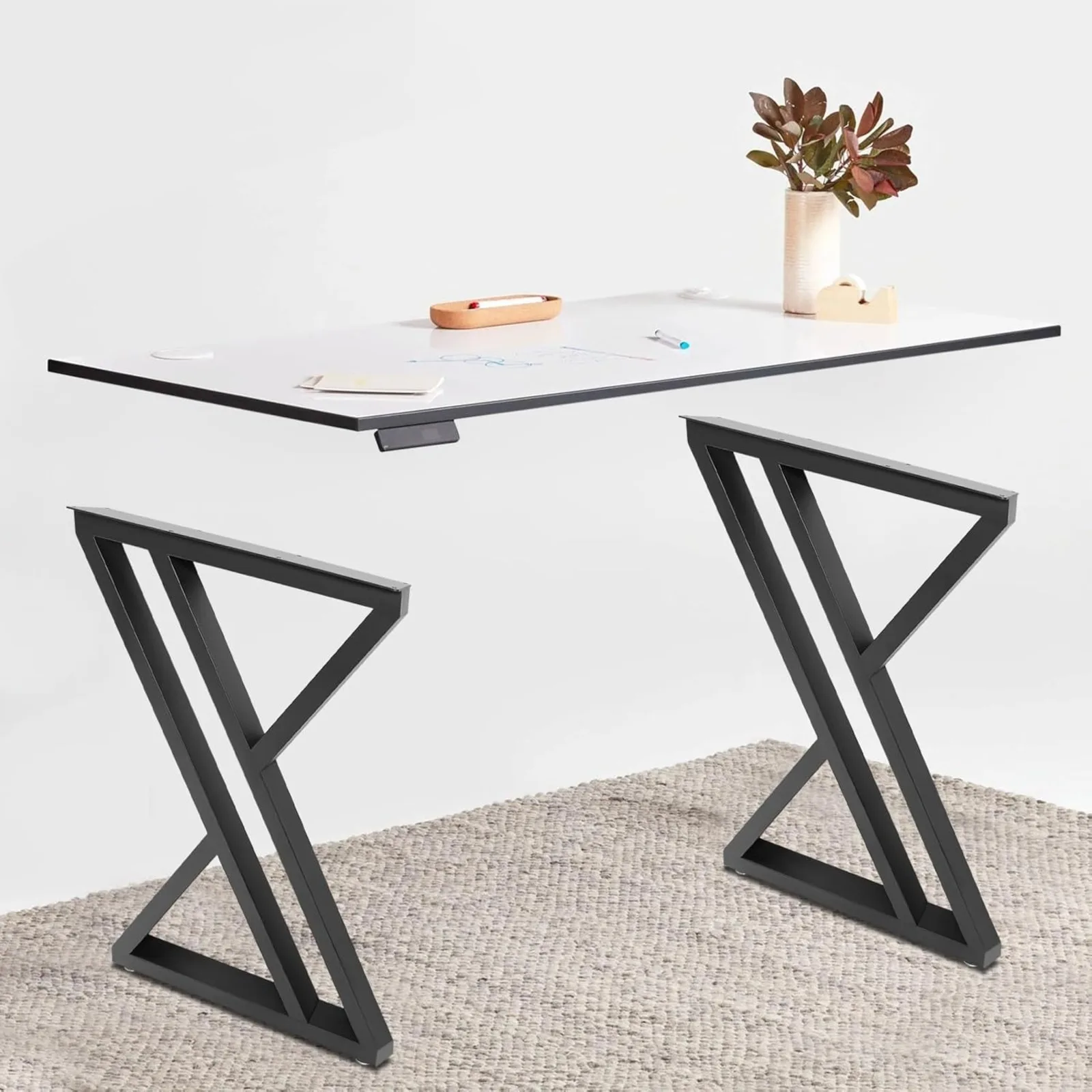 70cm Tall Table Legs Set of 2 Black Coffee Table Foots Heavy Duty Industrial X Shaped DIY Furniture Table Racks with Screws