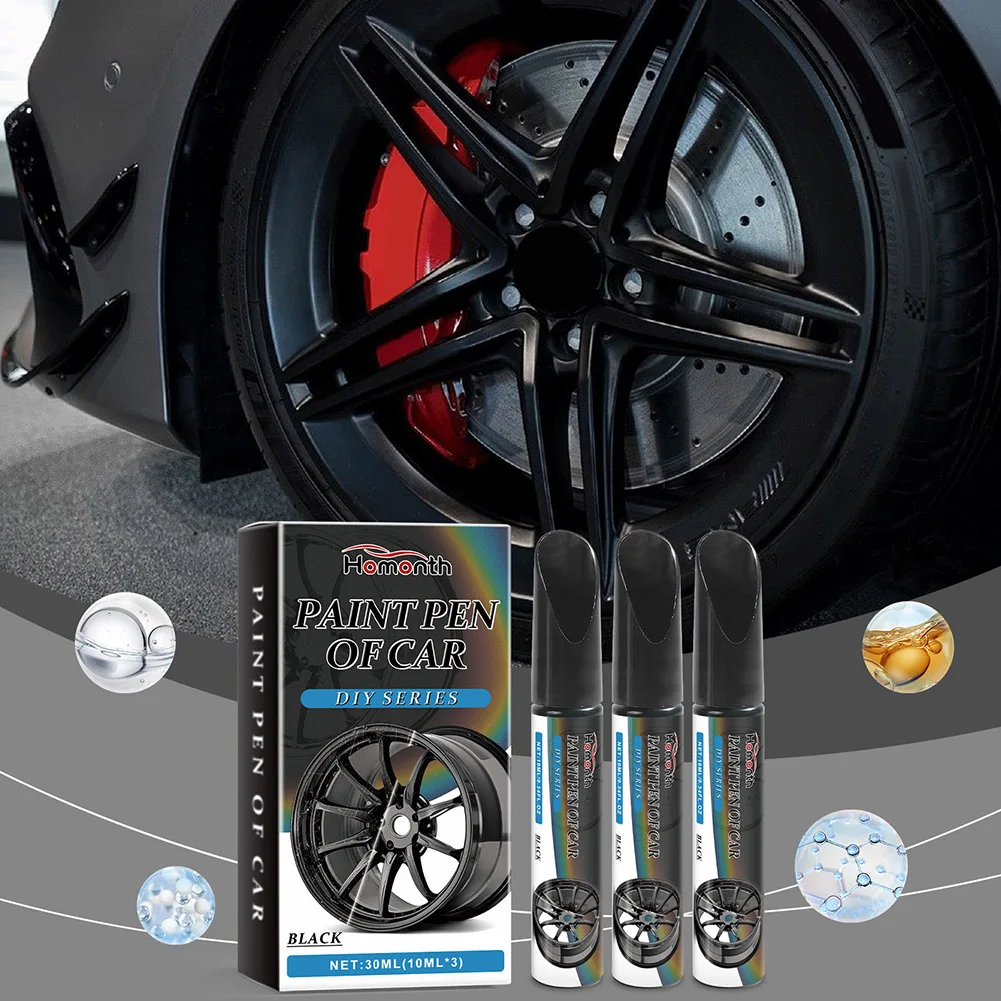 Automotive Touchup Paint Pen For Scratch Repair Black Wheel Touch-Up Paint Quick Easy Rim-Scratch Repair Tool