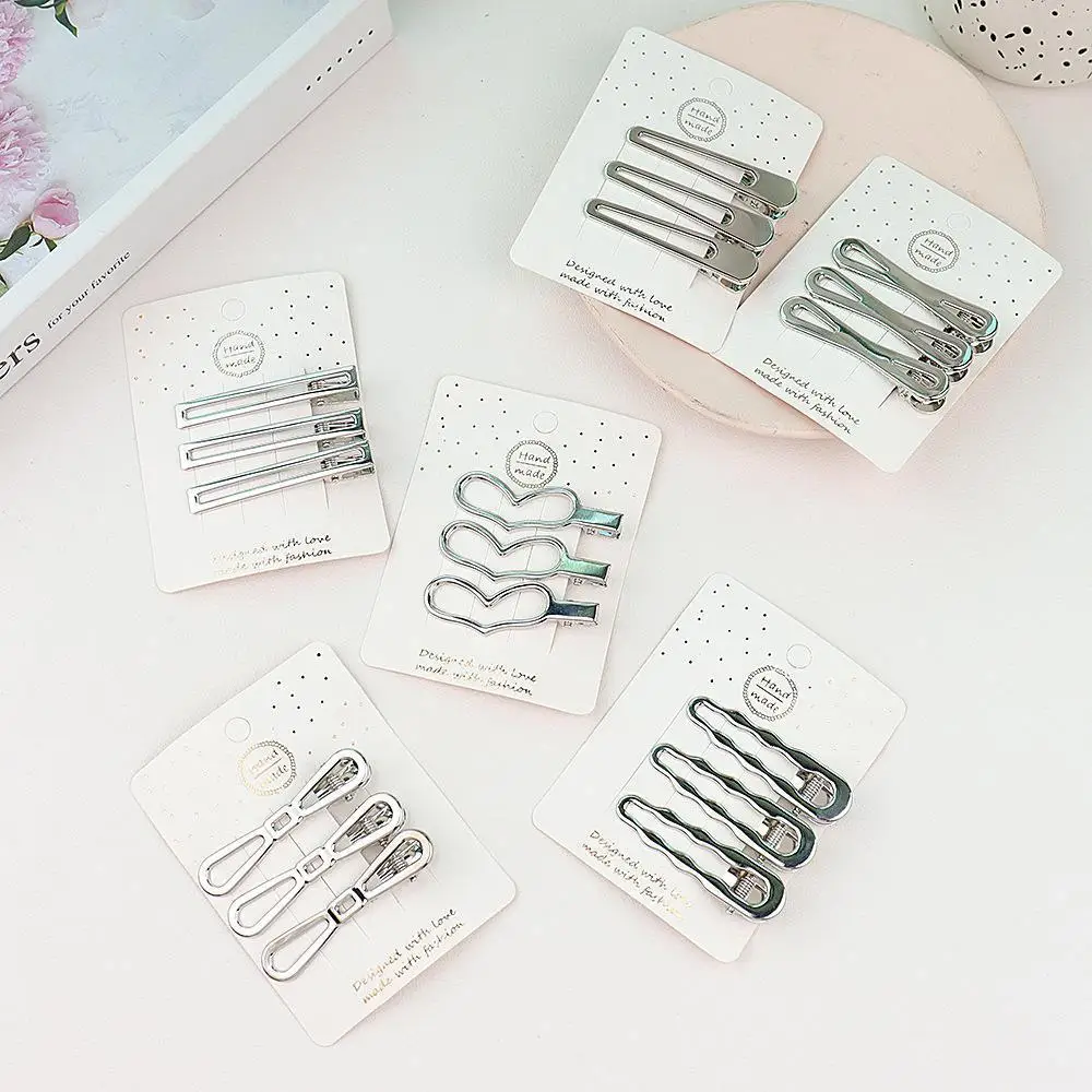 Silver Metal Y2K Hair Clip Women's Bangs Shattered Hair One Word Side Clip Fashion Simple Sweet Going Out Versatile