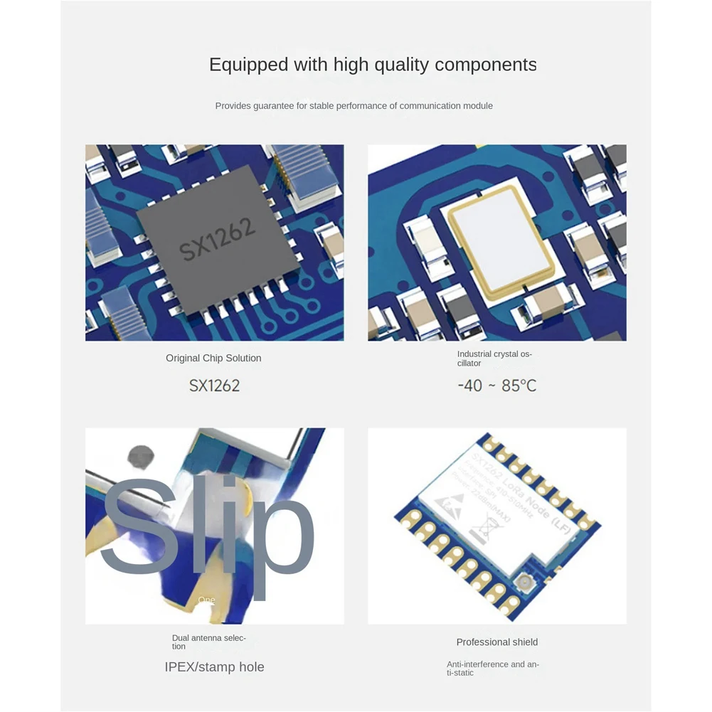 Waveshare 1 PZ Core1262- Modulo Lora Comunicazione Remota Modulo Chip Lora Anti-Interferenza PCB Blu Per Banda Sub Ghz